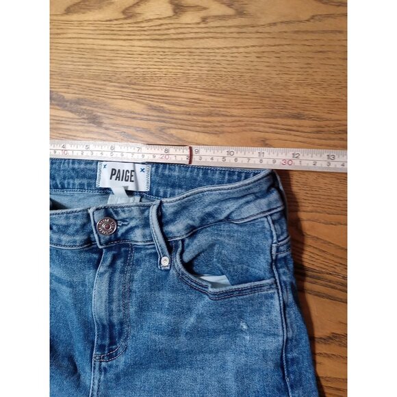 PAIGE Womens Jeans 24P BLUE FLARE FLARED Preowned Work Casual SHEA Distressed - Picture 8 of 12